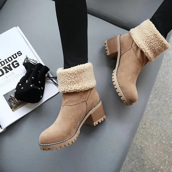 Drune | Mid-Tube Fellgefütterte Stiefel für Frauen – Stylisch, Warm, Komfort Design