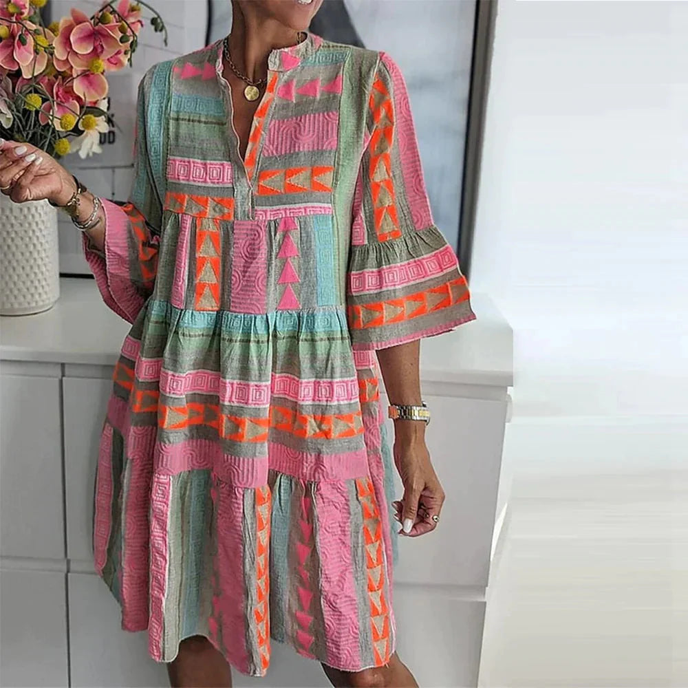 Drune | Halbe Ärmel Lose Passform Rüschen Sommerkleid