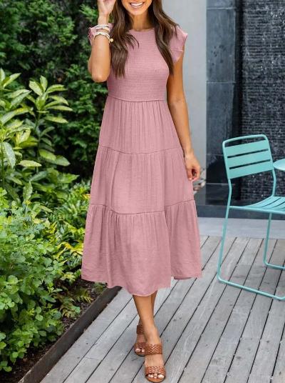 Drune | gerafft mit Schmetterlingsärmeln A Linie Sommerkleid