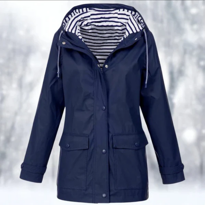 Drune | Damen Frühling Winddicht Regenjacke mit Gestreiftem Futter