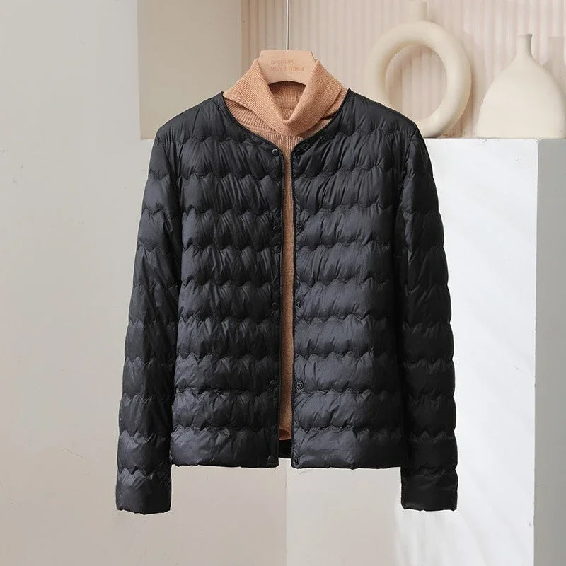 Drune | Kragenloser Stepp-Daunenjacke