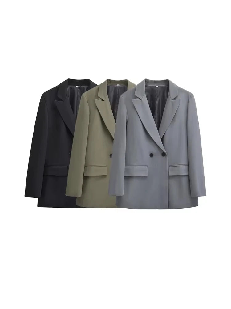 Drune | Damen Blazer - Strukturiert Mit Doppelknopfverschluss