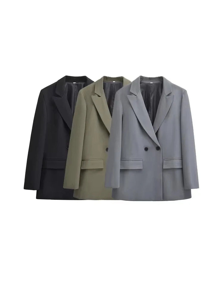 Drune | Damen Blazer - Strukturiert Mit Doppelknopfverschluss