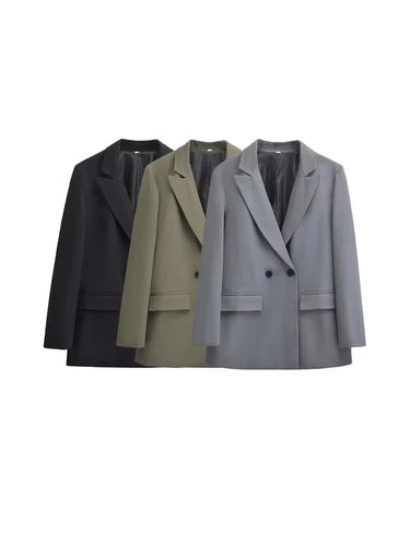 Drune | Damen Blazer - Strukturiert Mit Doppelknopfverschluss