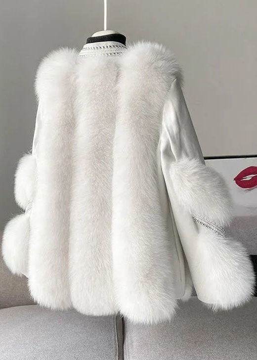 Drune | Mink Hair Wintermantel für Damen, V-Ausschnitt - Winter