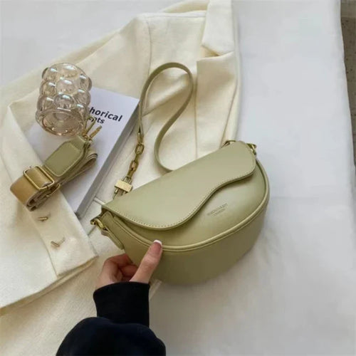 Drune - Damen Schultertasche aus PU-Leder mit breitem Riemen