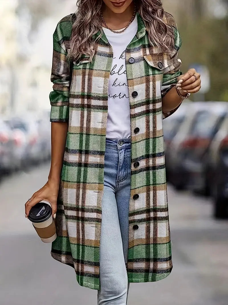 Drune | Modische Langarmjacke mit Karomuster und Knopfleiste