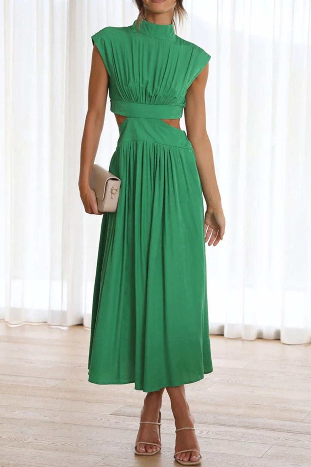 Drune | Mock Neck Cutout Midi Kleid