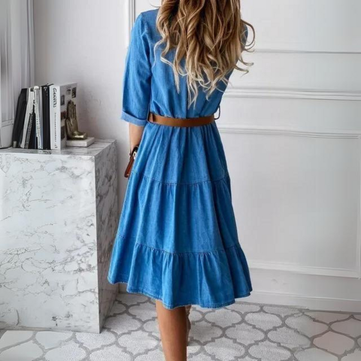 Drune | Elegantes Denim-Kleid mit Gürtel