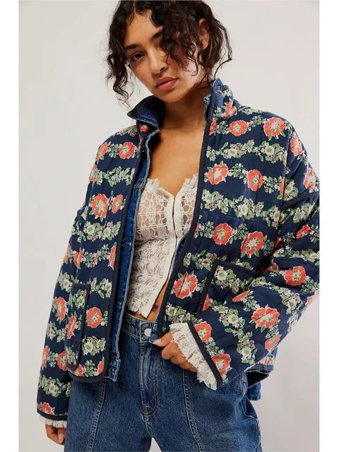 Drune | Vintage Mantel mit Blumenmuster für Damen