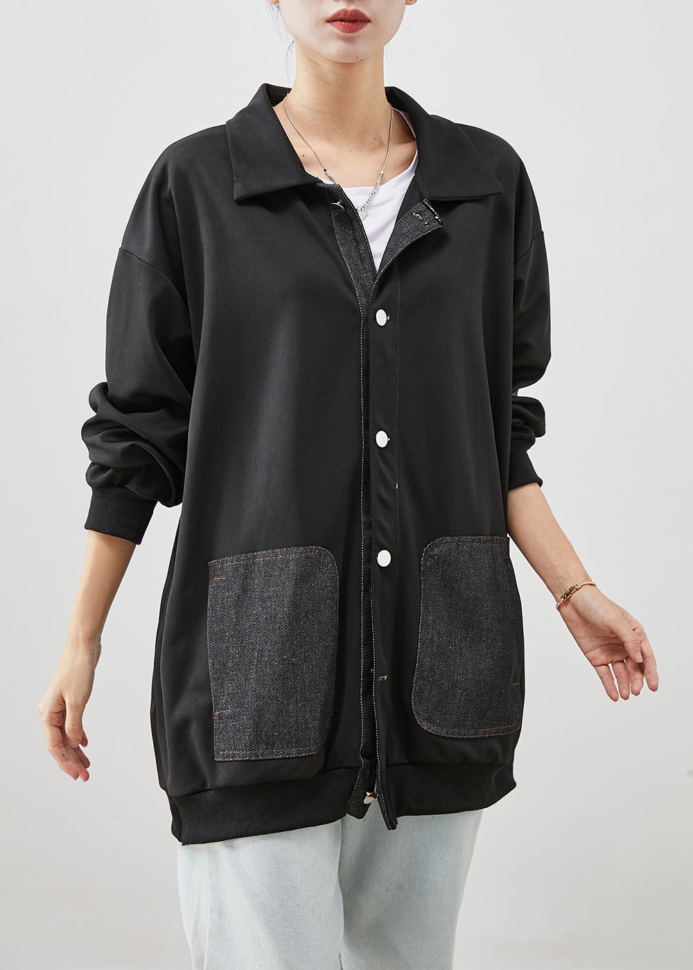 Drune | Schwarze übergroße Patchwork-Baumwollmäntel