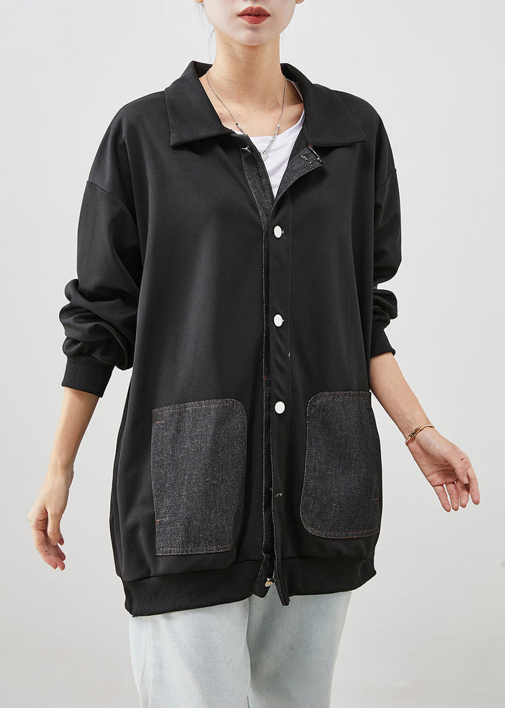 Drune | Schwarze übergroße Patchwork-Baumwollmäntel