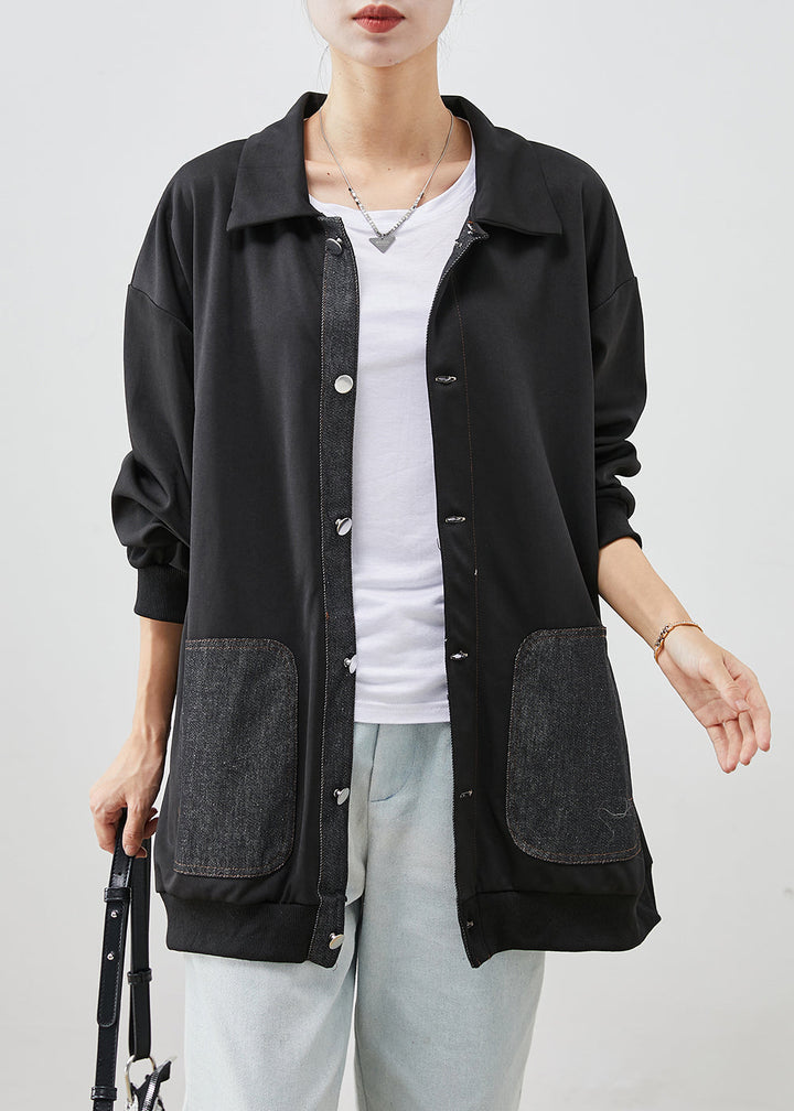 Drune | Schwarze übergroße Patchwork-Baumwollmäntel