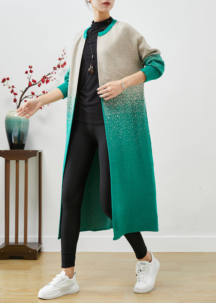 Drune | Gradient-Farben Slim Fit Dickstrick-Trenchcoats