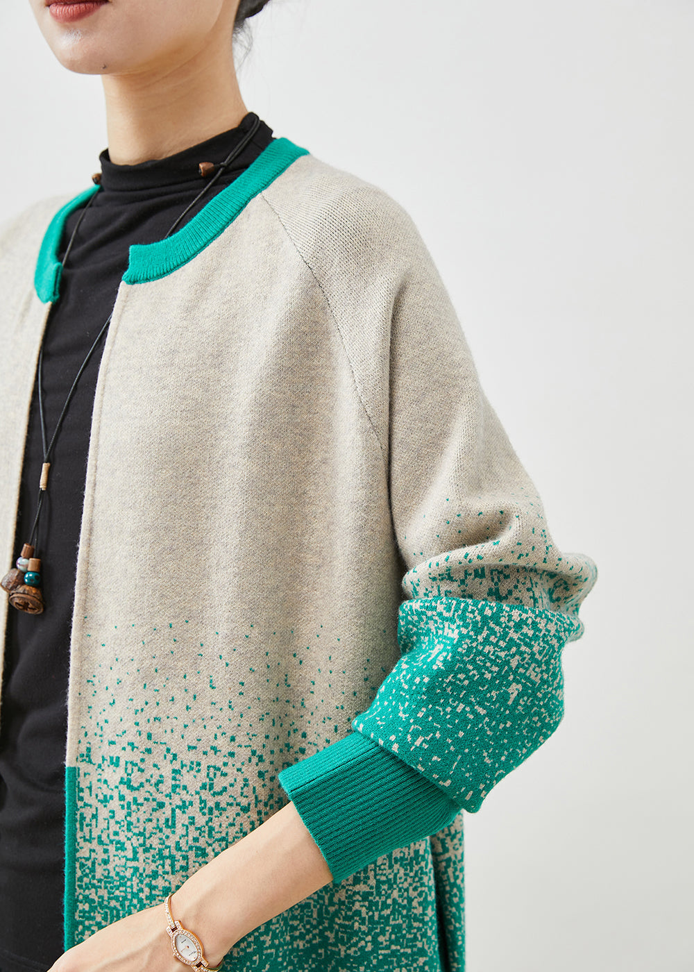 Drune | Gradient-Farben Slim Fit Dickstrick-Trenchcoats