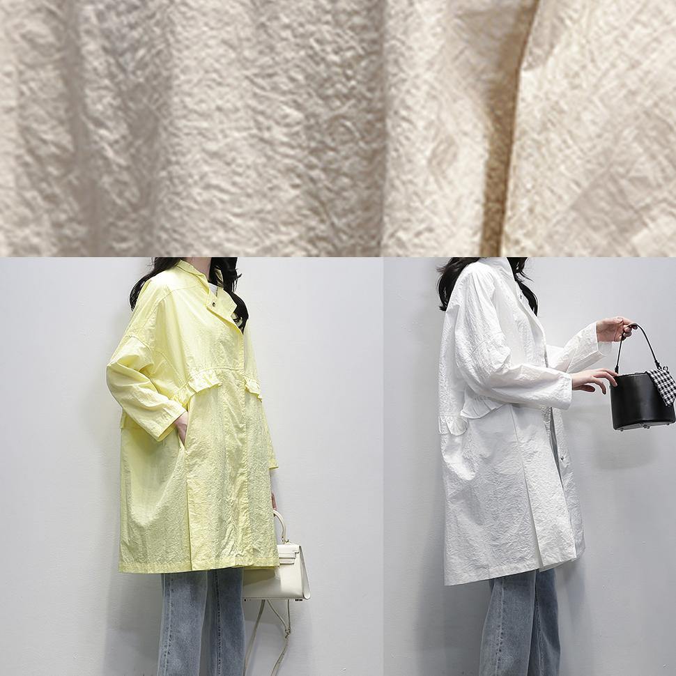 Drune | Notched Ruffles Plus Size Mäntel Frauen gelb tägliche Oberbekleidung