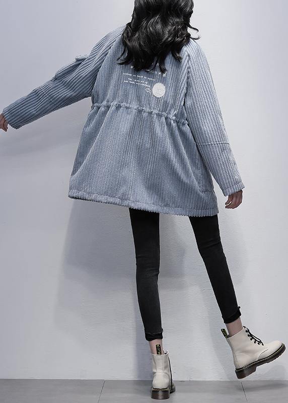 Drune | Stehkragen Reißverschluss Plus Size Kleidung blaue tägliche Damenmäntel