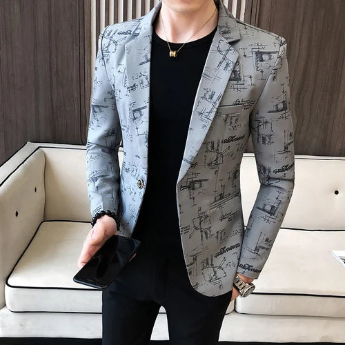 Drune | Modern Bedruckter, Lässiger Herrenblazer