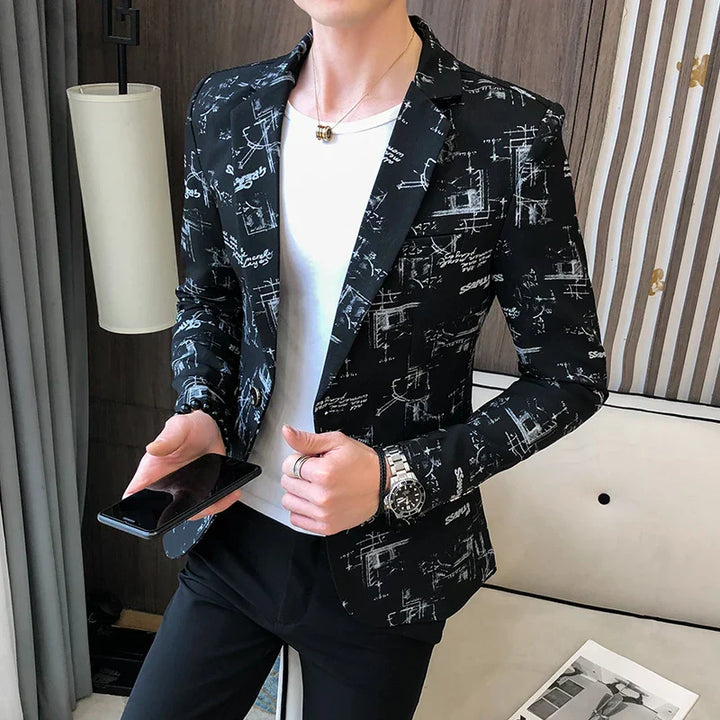 Drune | Modern Bedruckter, Lässiger Herrenblazer