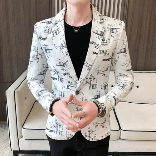 Drune | Modern Bedruckter, Lässiger Herrenblazer