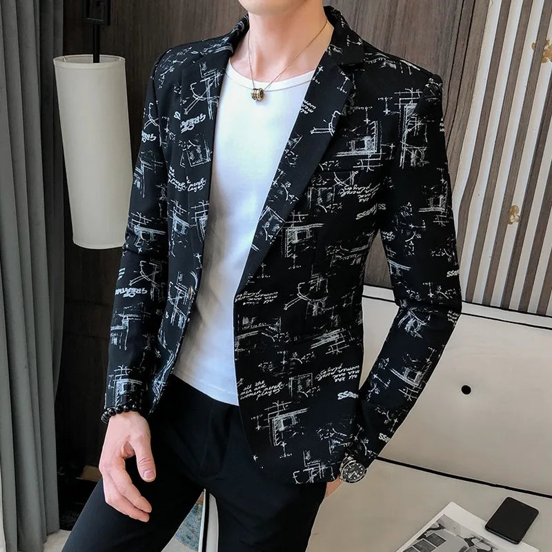 Drune | Modern Bedruckter, Lässiger Herrenblazer
