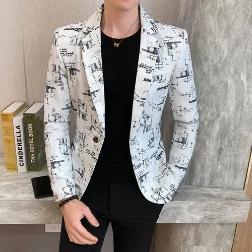 Drune | Modern Bedruckter, Lässiger Herrenblazer
