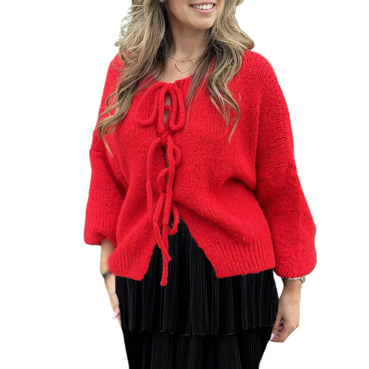 Drune | Lange Strickjacke Damen mit Bindeband