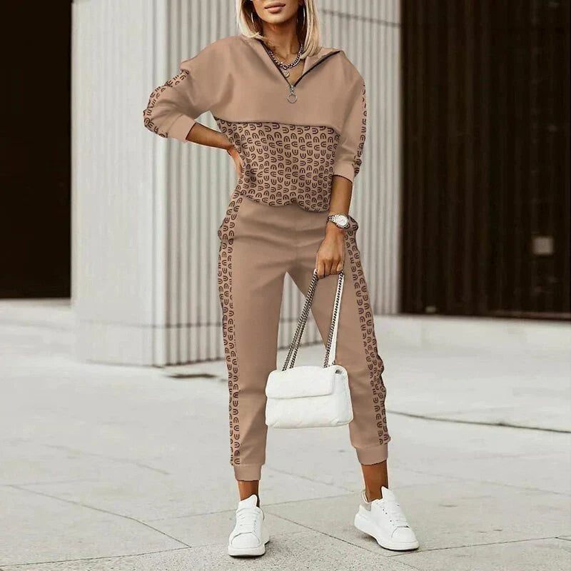 Drune | Damen Stilvoll 2 Teile Jogginganzug Set