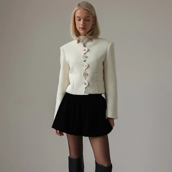Drune | Damen Elegantes Weste mit Hohem Kragen und Einzigartigen Knöpfen