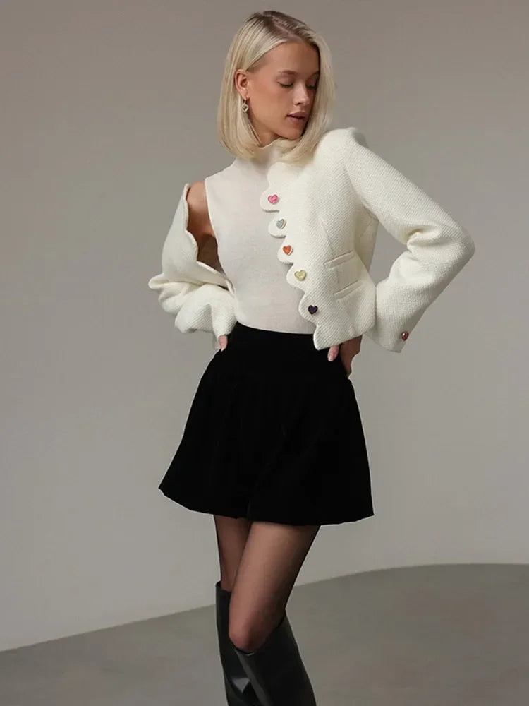 Drune | Damen Elegantes Weste mit Hohem Kragen und Einzigartigen Knöpfen