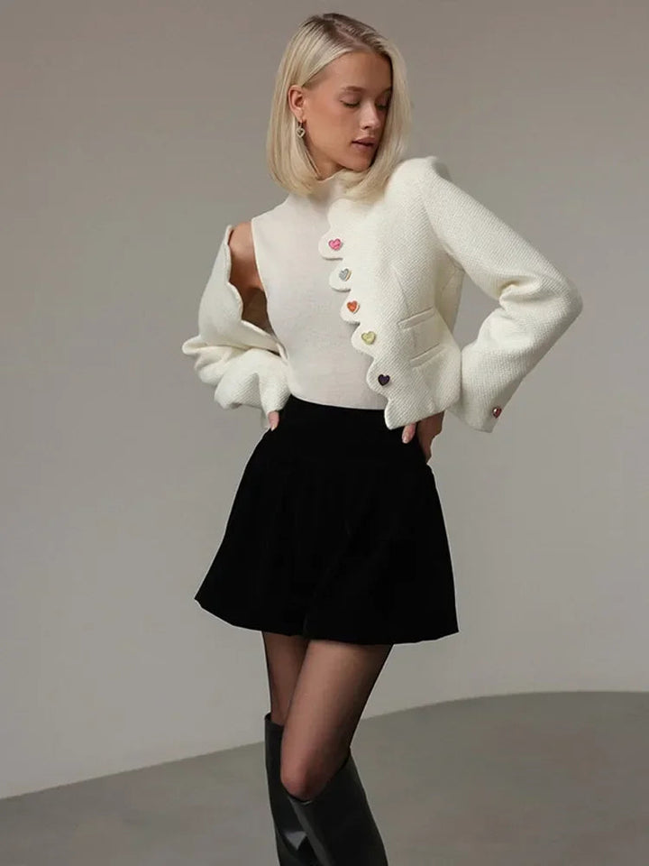 Drune | Damen Elegantes Weste mit Hohem Kragen und Einzigartigen Knöpfen