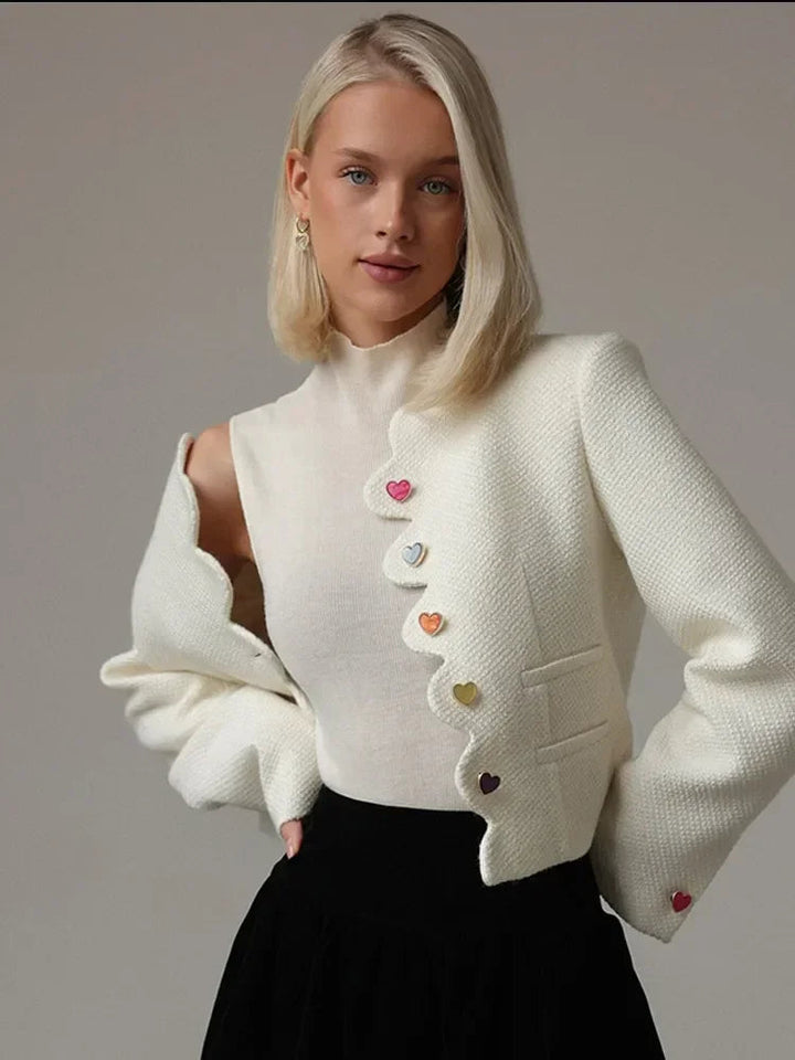 Drune | Damen Elegantes Weste mit Hohem Kragen und Einzigartigen Knöpfen