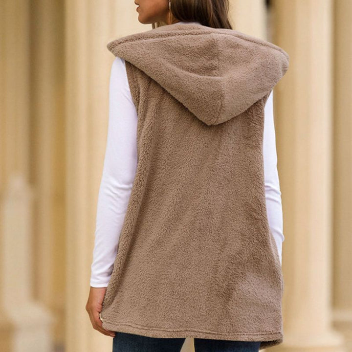 Drune | Damen Ärmellose Fleece-Weste mit Kapuze und Taschen