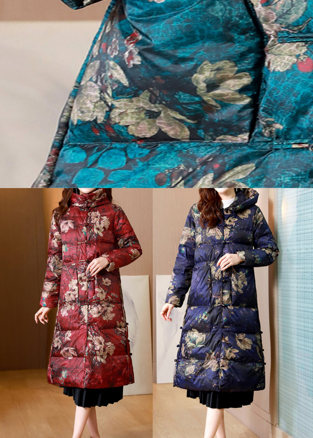 Drune | Drucktaschen Patchwork Entenfedern Pufferjacken Stehkragen Winter