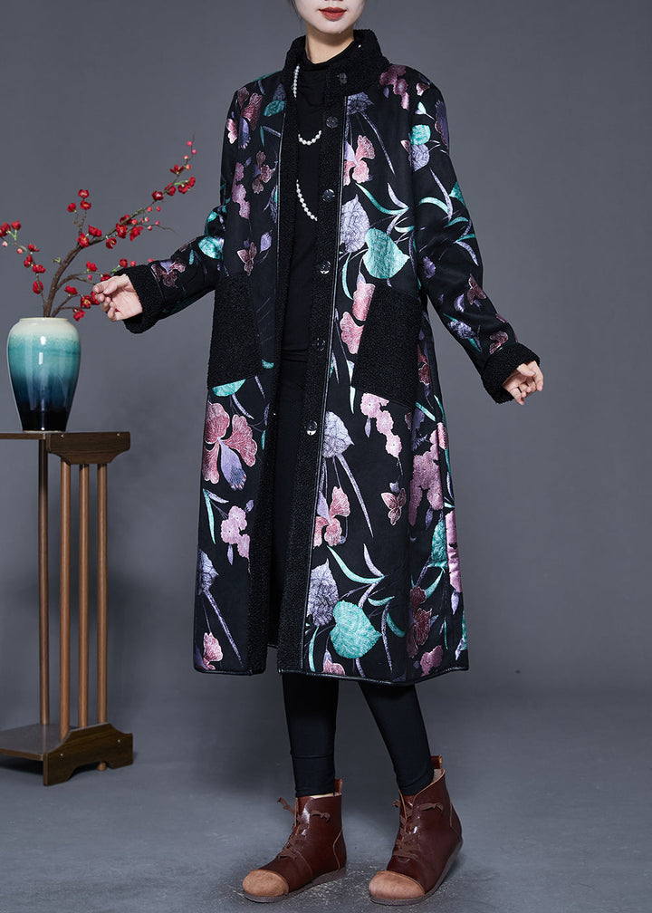 Drune | Print Fleece-Wollfutter Mäntel Stehkragen Winter
