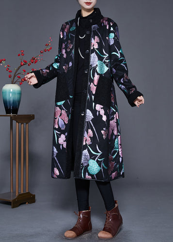 Drune | Print Fleece-Wollfutter Mäntel Stehkragen Winter