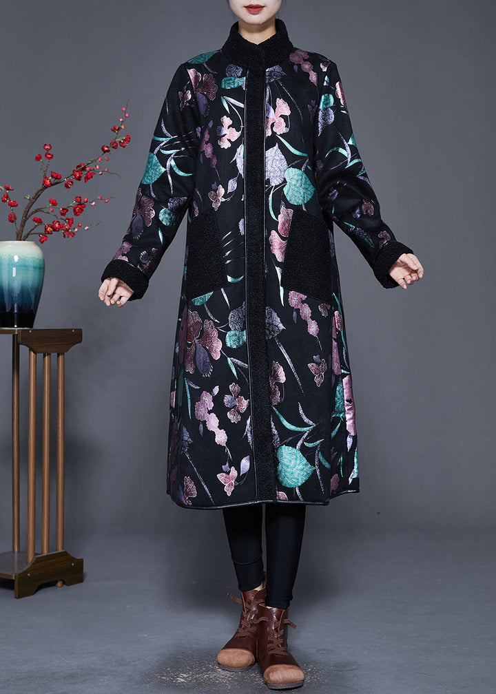 Drune | Print Fleece-Wollfutter Mäntel Stehkragen Winter