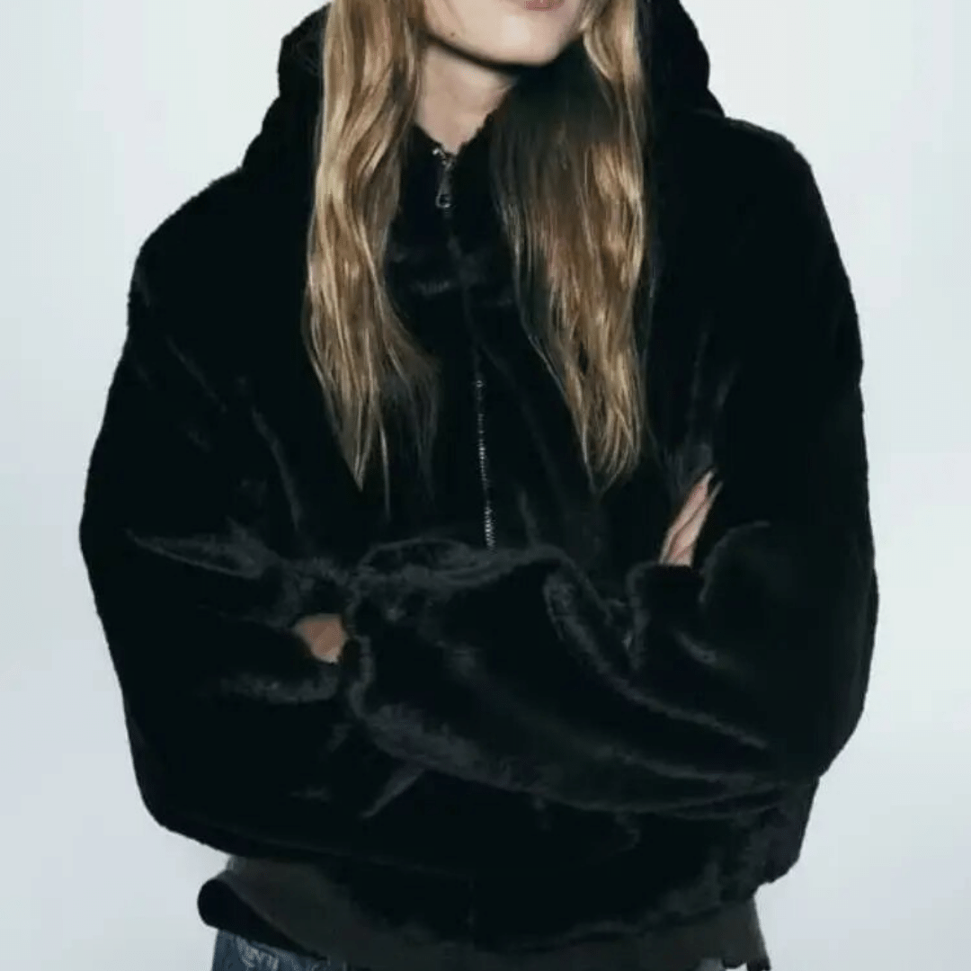 Drune | Damen elegante Kunstpelz Winterjacke