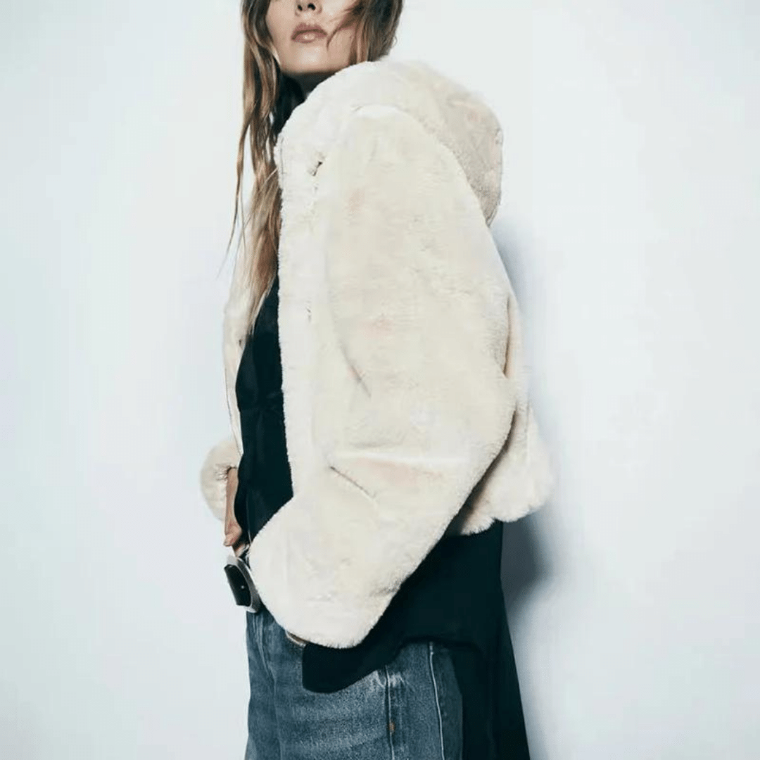 Drune | Damen elegante Kunstpelz Winterjacke