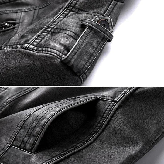 Drune | Schwarze Lederjacke mit zeitlosem Vintage-Look