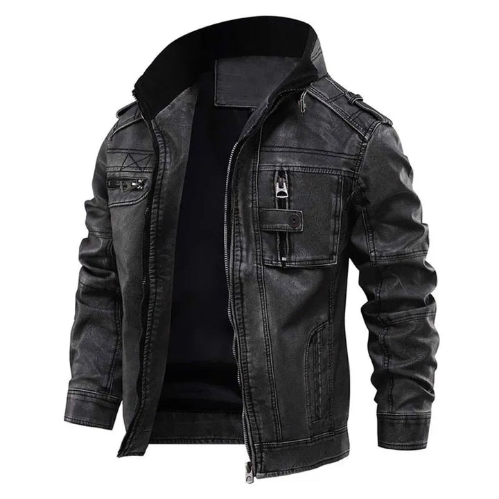 Drune | Schwarze Lederjacke mit zeitlosem Vintage-Look