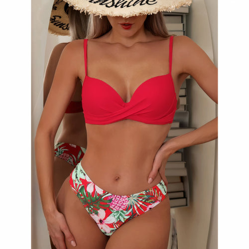 Drune-in-1-Bikini-Set mit Blumenmuster (Bestseller)