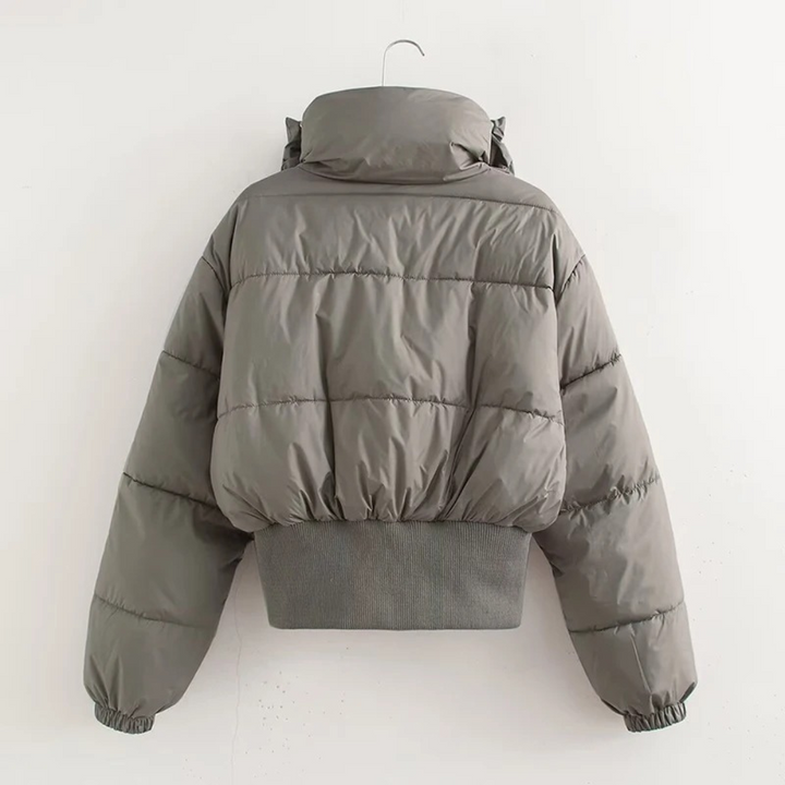 Drune | Damen Kurze Pufferjacke mit Hohem Kragen und Elastischem Taillengürtel