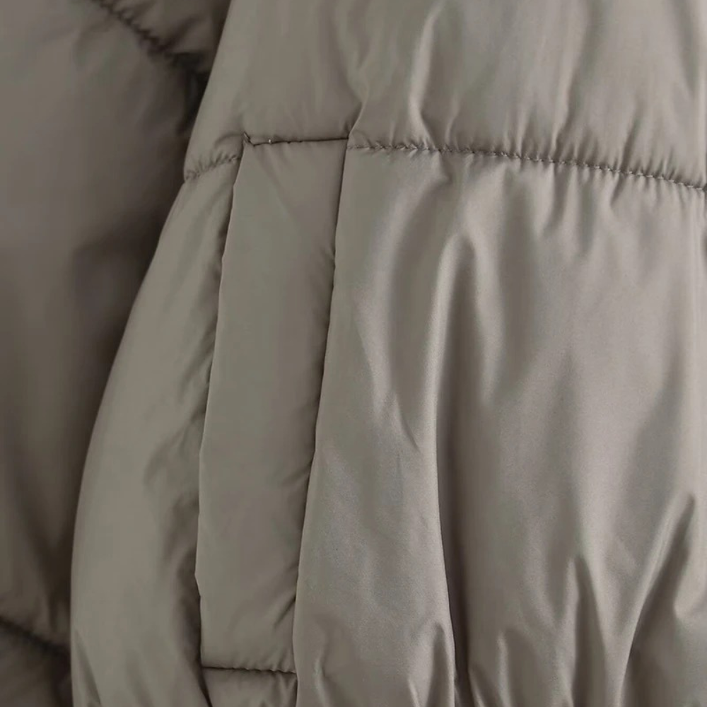 Drune | Damen Kurze Pufferjacke mit Hohem Kragen und Elastischem Taillengürtel