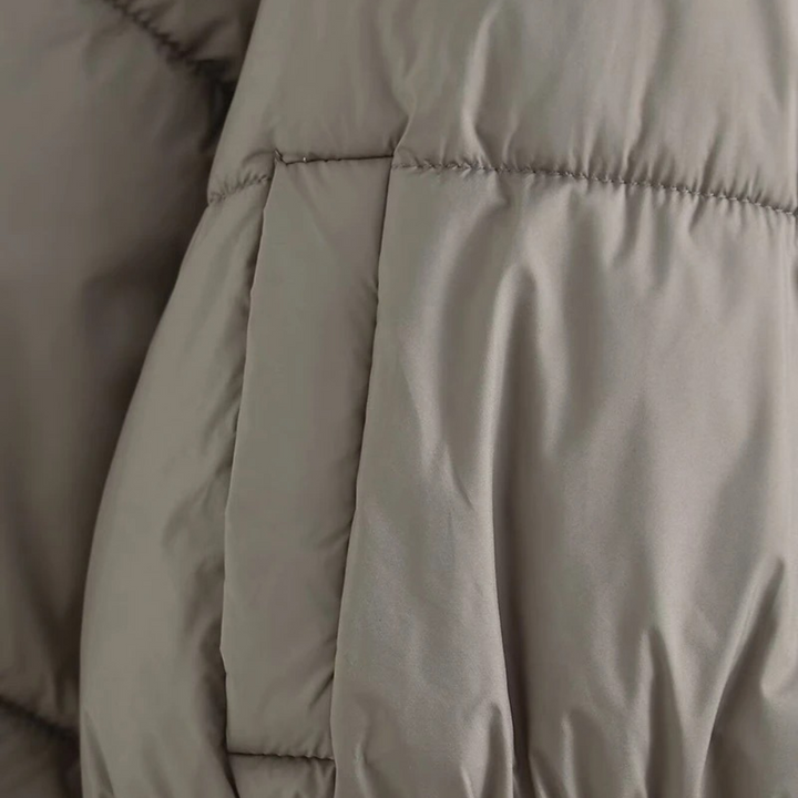 Drune | Damen Kurze Pufferjacke mit Hohem Kragen und Elastischem Taillengürtel
