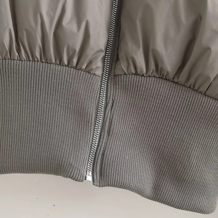Drune | Damen Kurze Pufferjacke mit Hohem Kragen und Elastischem Taillengürtel