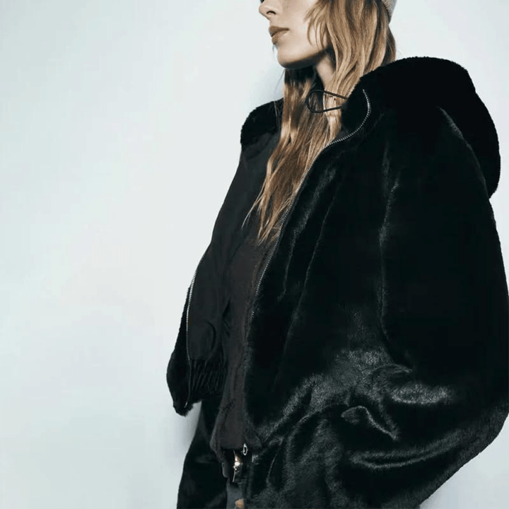 Drune | Damen Stilvolle Kunstleder Winterjacke