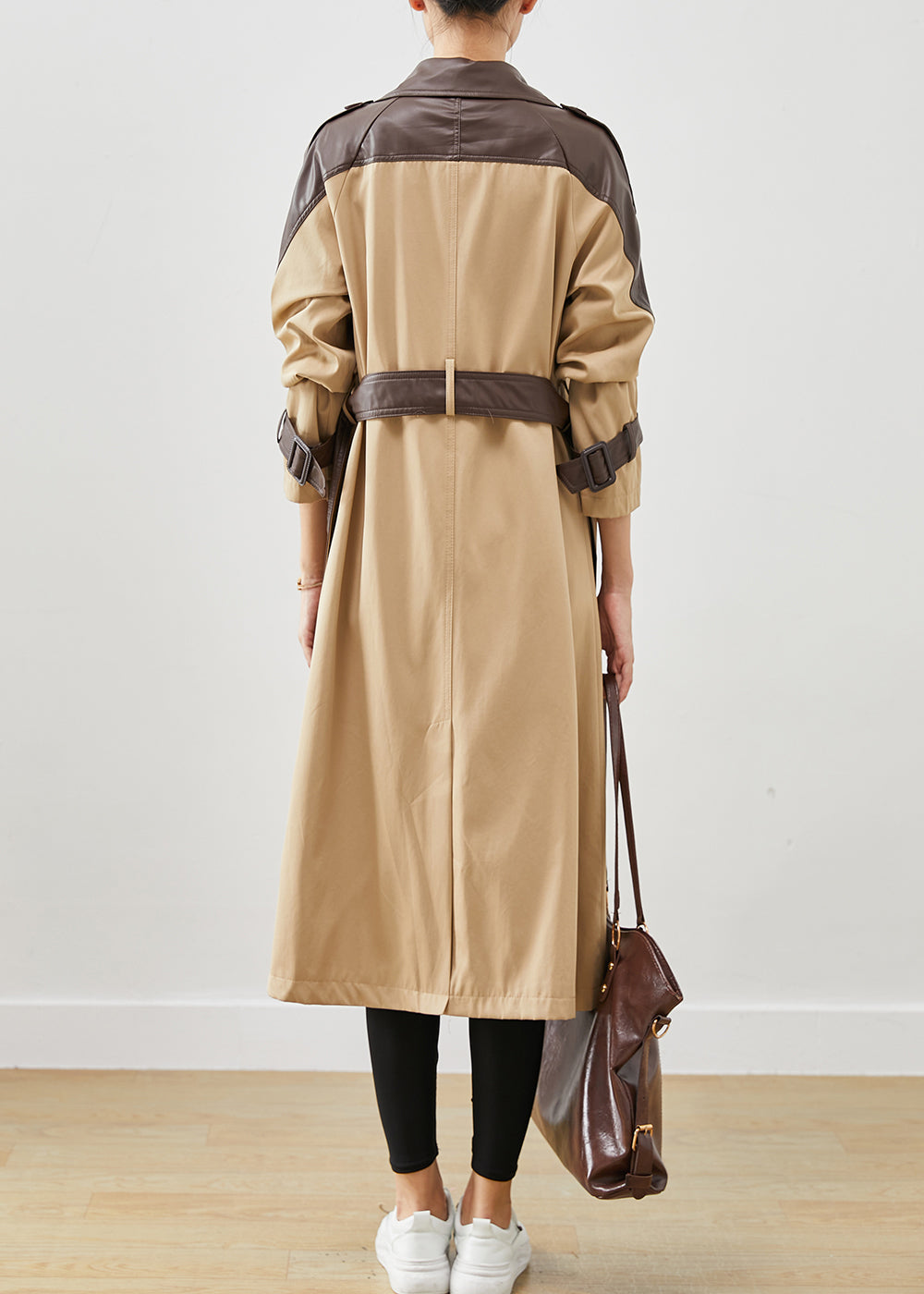 Drune | Khaki Peter Pan Kragen Patchwork Baumwolle Mäntel