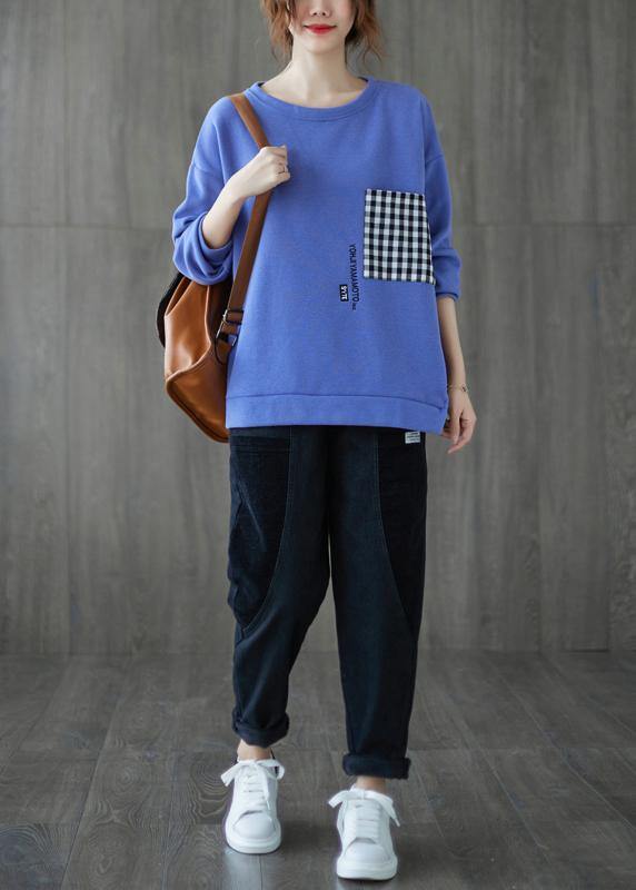 Drune | Hals Patchwork Maxi Mantel Blau Knie Damen Mäntel