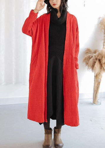 Drune | roter Plus-Size Trenchcoat Outfits Taschen Damen Mäntel